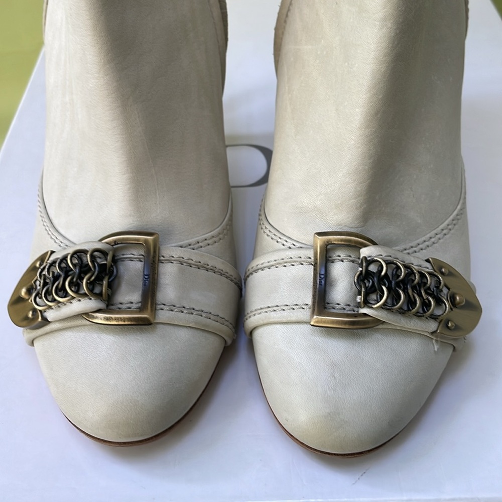 Vintage light gray/silver Dior all leather booties in original box